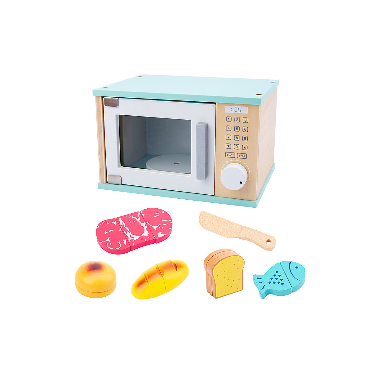 Spielzeugset für die Kinderküche Simulierter Ofen-Entsafter, Kaffeemaschine, Mixer, Holzspielzeug