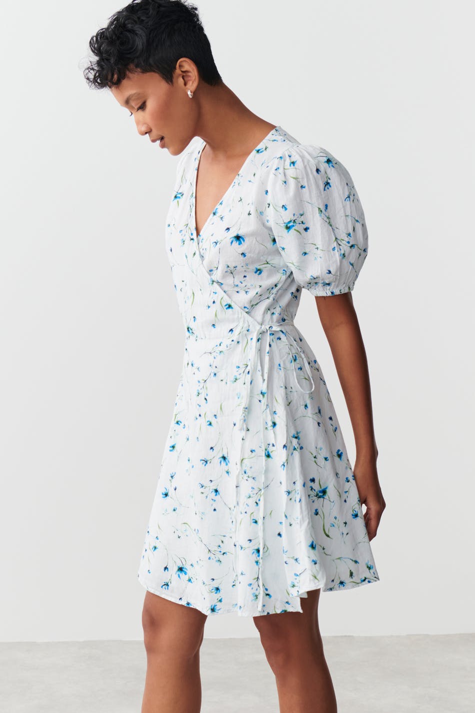 Glimma linen blend wrap dress