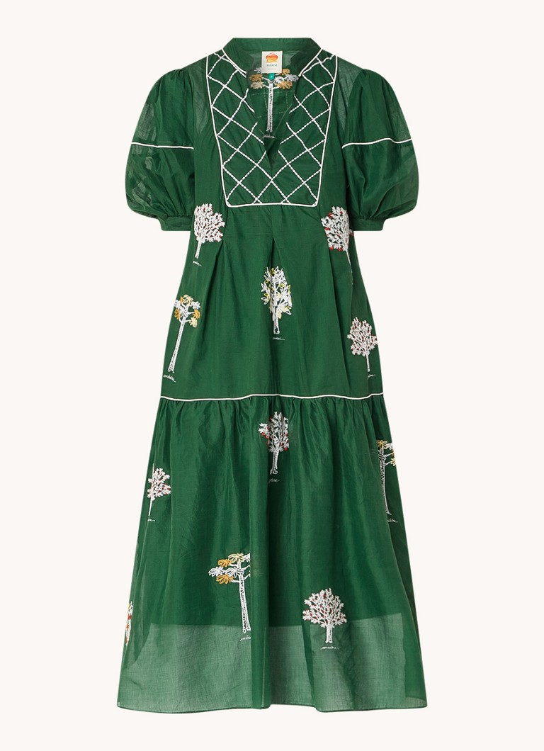 Robe tunique midi Farm Rio à imprimé feuilles et poches latérales