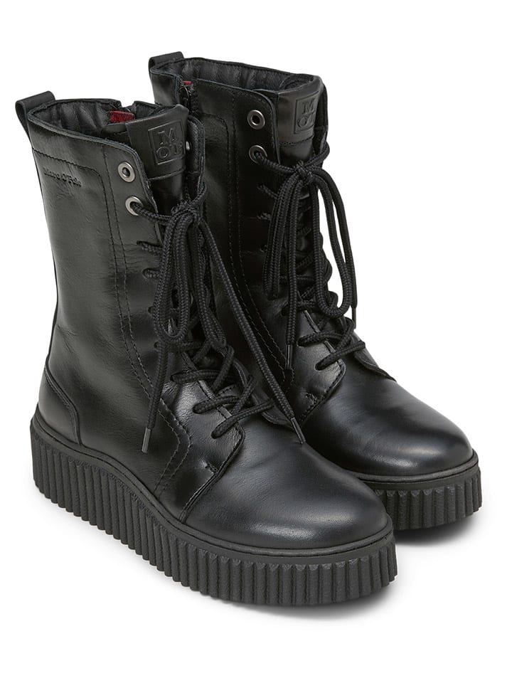 Marc O'Polo Shoes Leder-Boots in Schwarz günstig kaufen