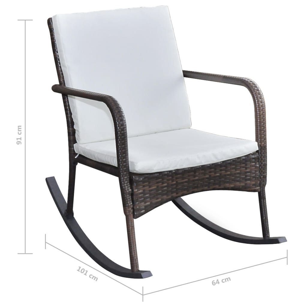 möbelando Schaukelstuhl Bahrenfleth (B/H/T: 64x91x101 cm), aus Rattan in braun