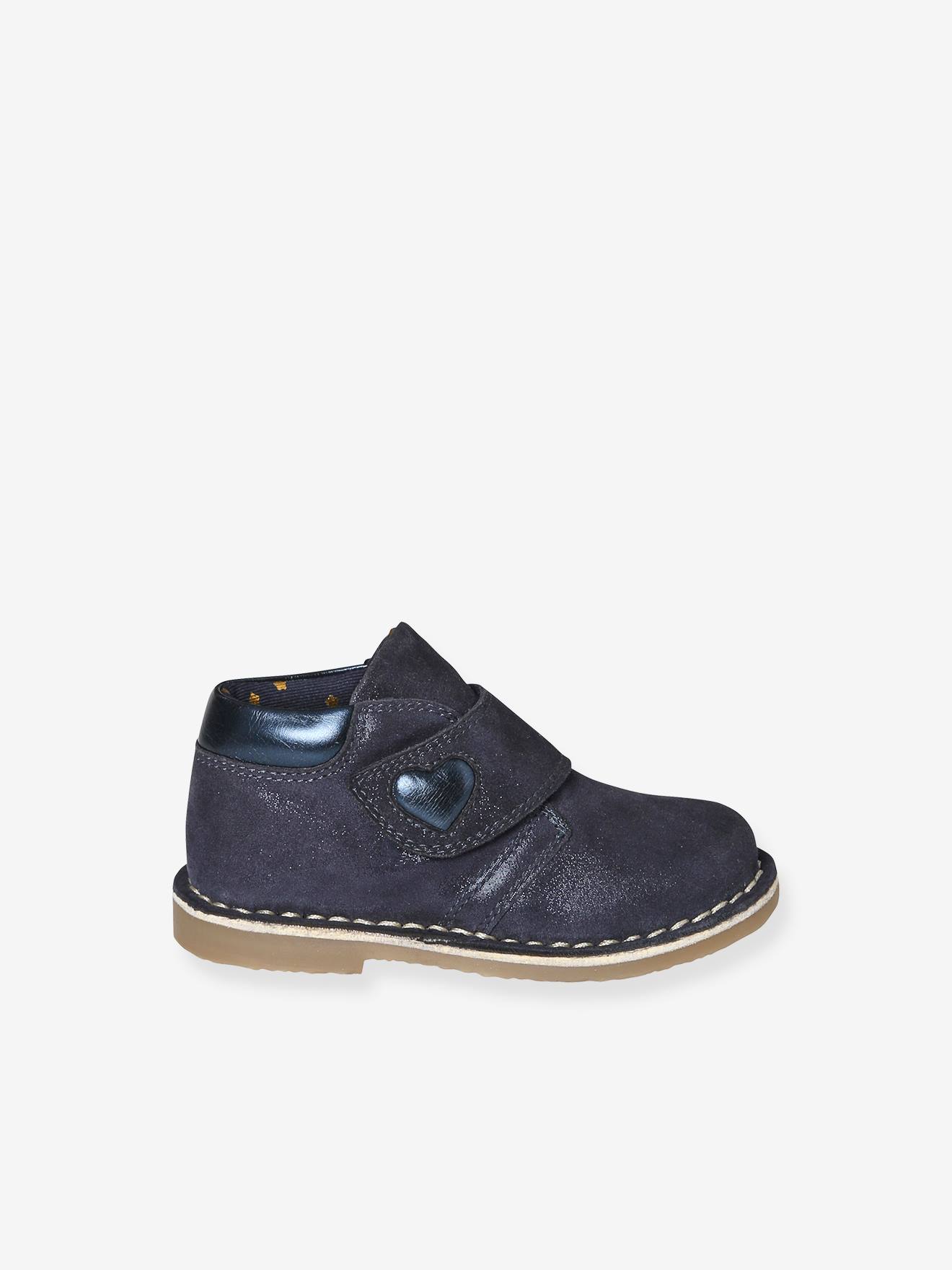 Boots scratchées en cuir irisé bébé marine