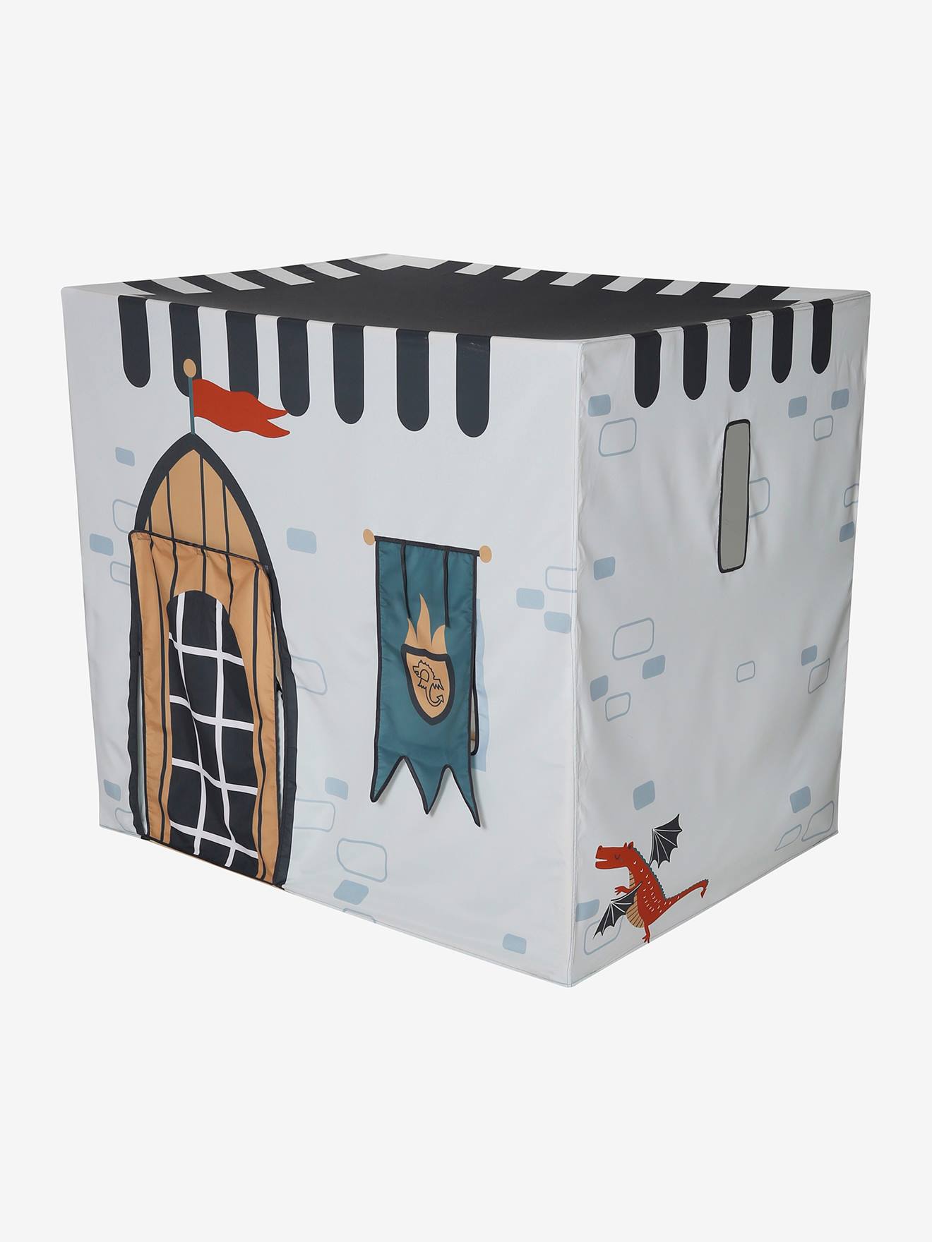 Tente château fort en tissu et bois rouge