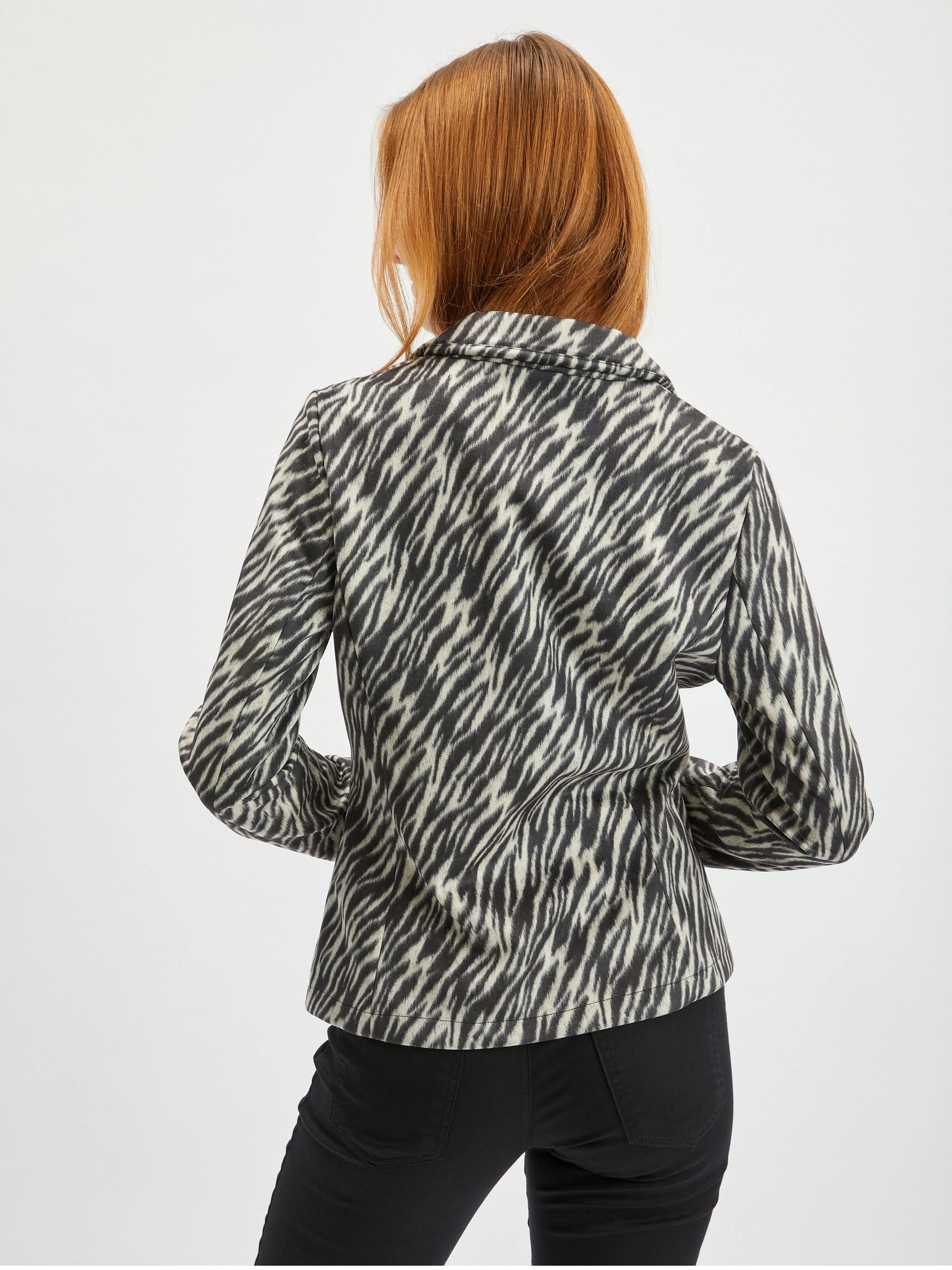 Weiß und schwarz gemusterte Damenjacke in Wildleder ORSAY