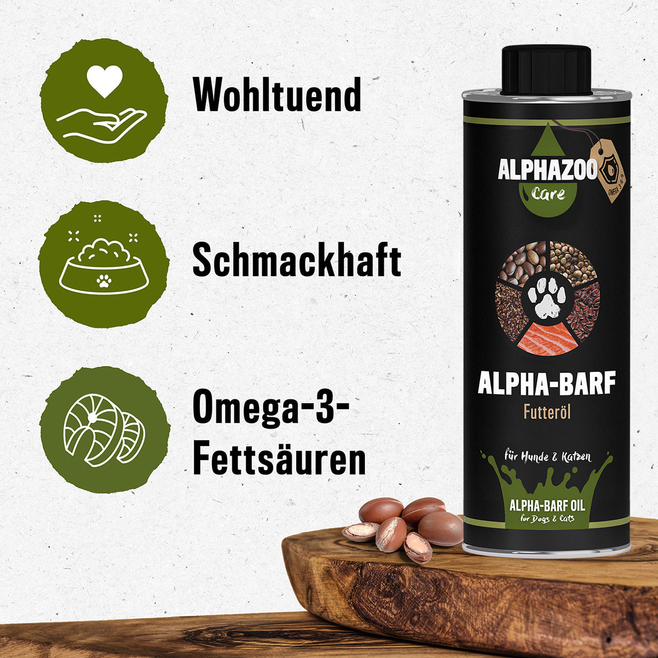 ALPHAZOO Ergänzungsfutter & Aufzucht ALPHAZOO Alpha-Barf Futteröl für Hunde und Katzen 250 ml