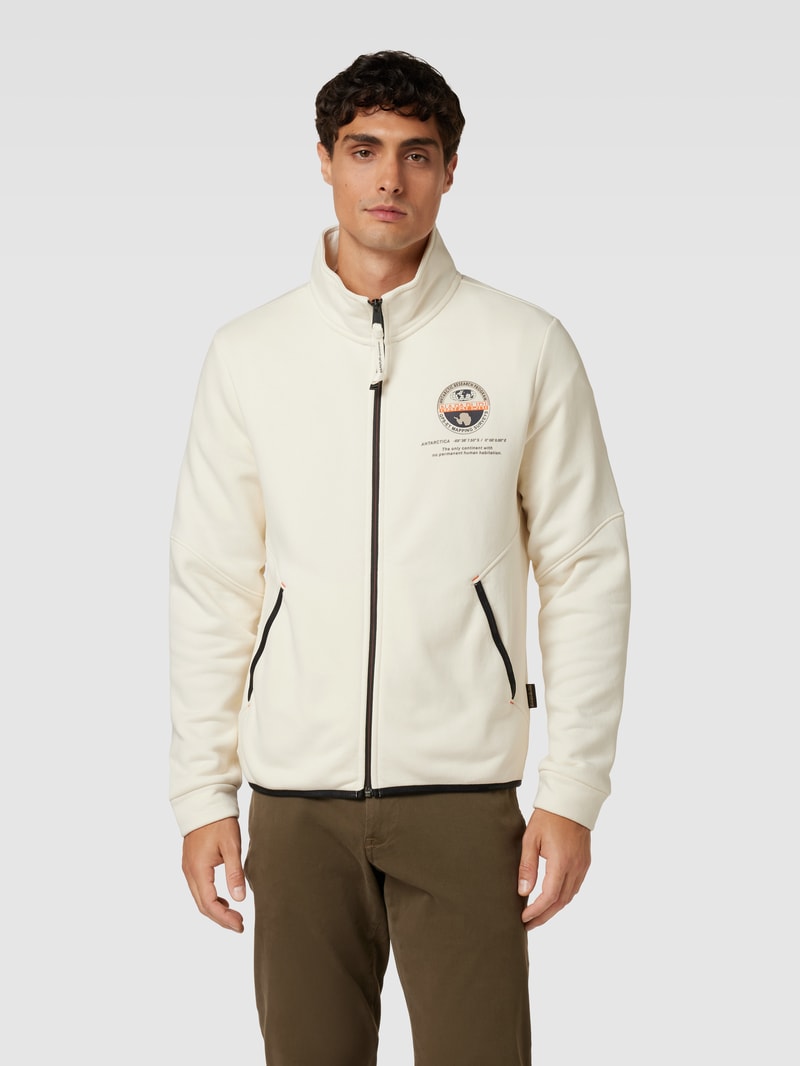 Sweatjacke mit Stehkragen in offwhite