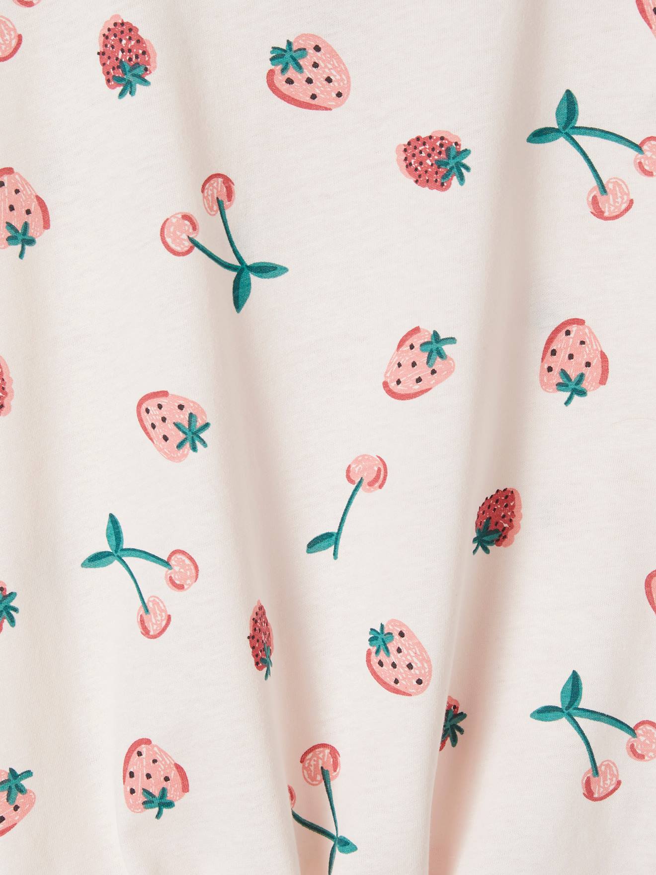T-shirt imprimé fille avec noeud fantaisie blanc / rouge