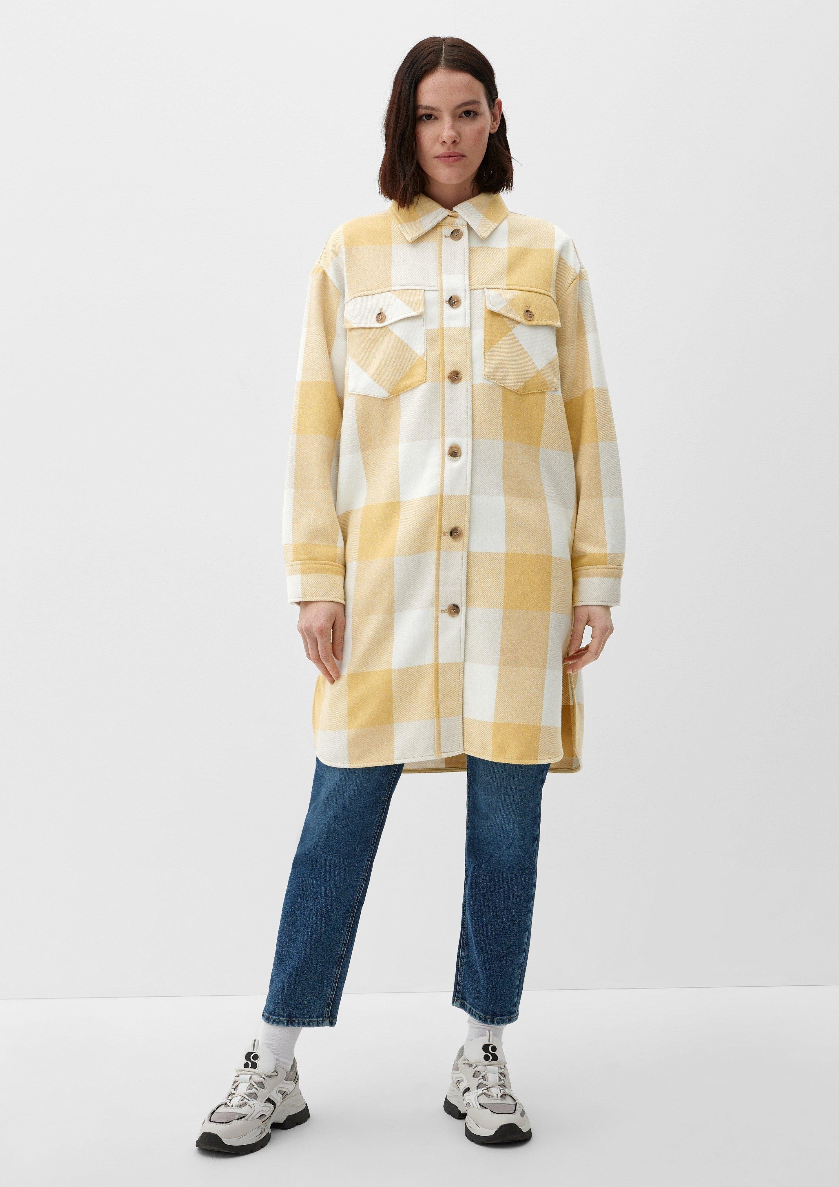 s.Oliver Jackenblazer Langes Hemd mit Karo-Muster Label-Patch