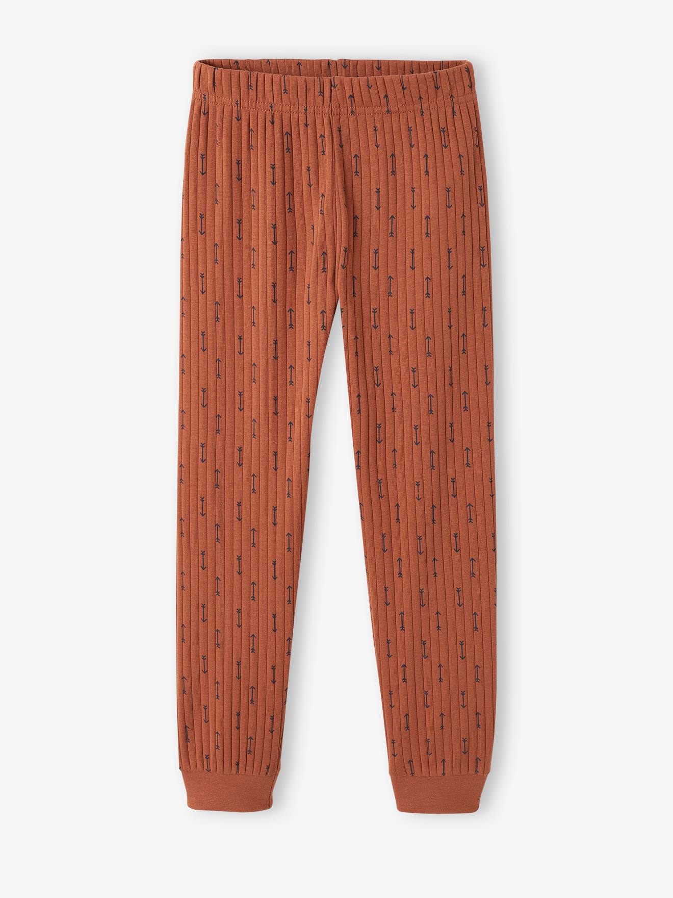 Pyjama flèches garçon en maille côtelée cacao