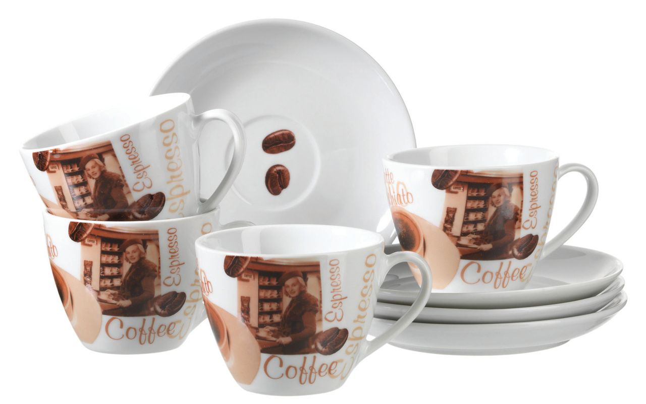 Mäser Serie Latte Macchiato, Cappuccinotassen-Set mit Untertasse für 4 Personen