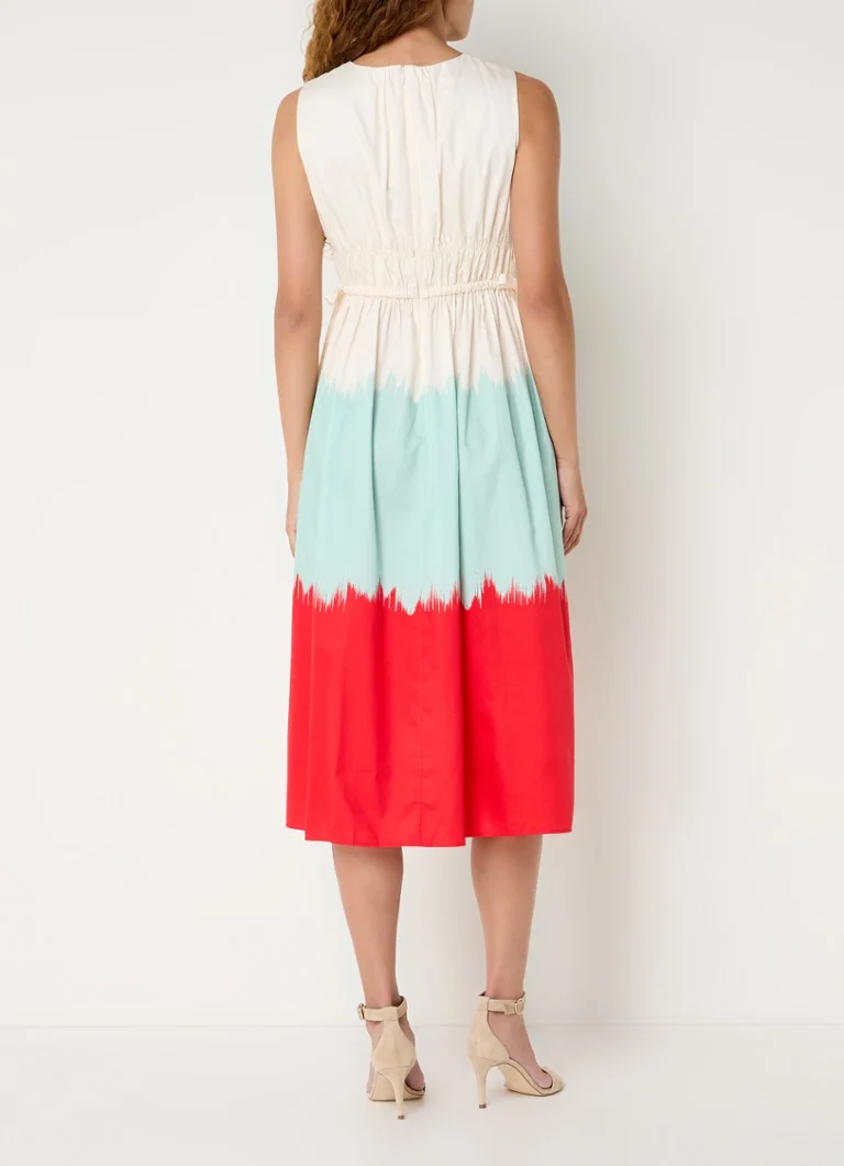 LKBennett Viola midi dress with dip-dye design with bow detail