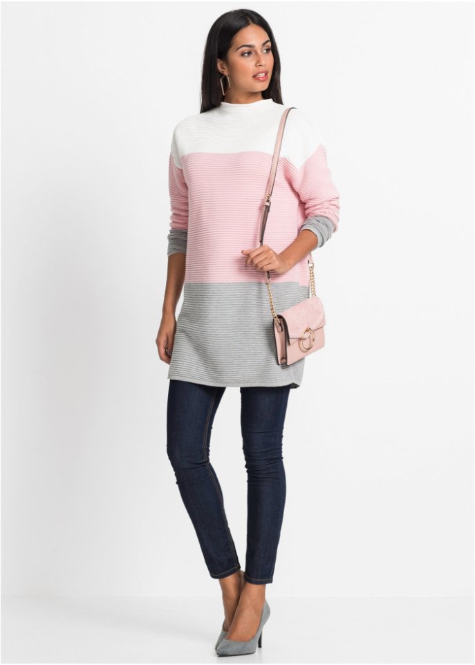 Gestreifter Long-Pullover
