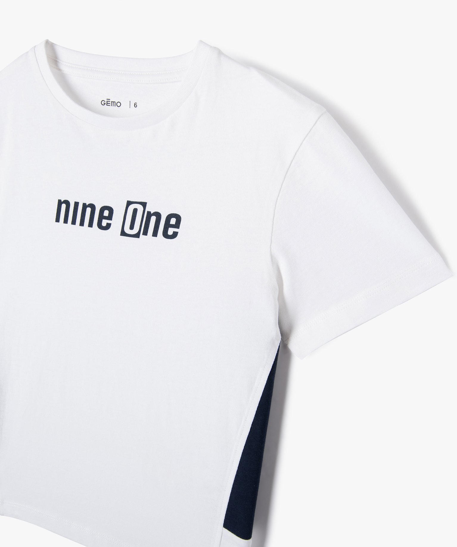 Tee-shirt droit à manches courtes et empiècements Garçon blanc | GEMO