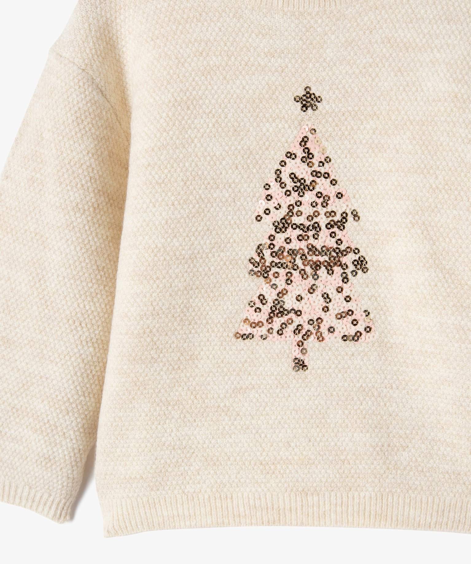 Pull de Nol bébé fille à motif en sequins pailletés ecru | GEMO