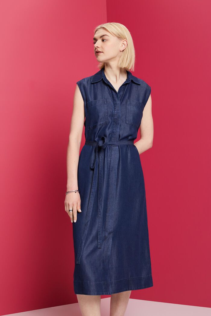 Hemdblusenkleid aus TENCEL™ Denim mit Gürtel