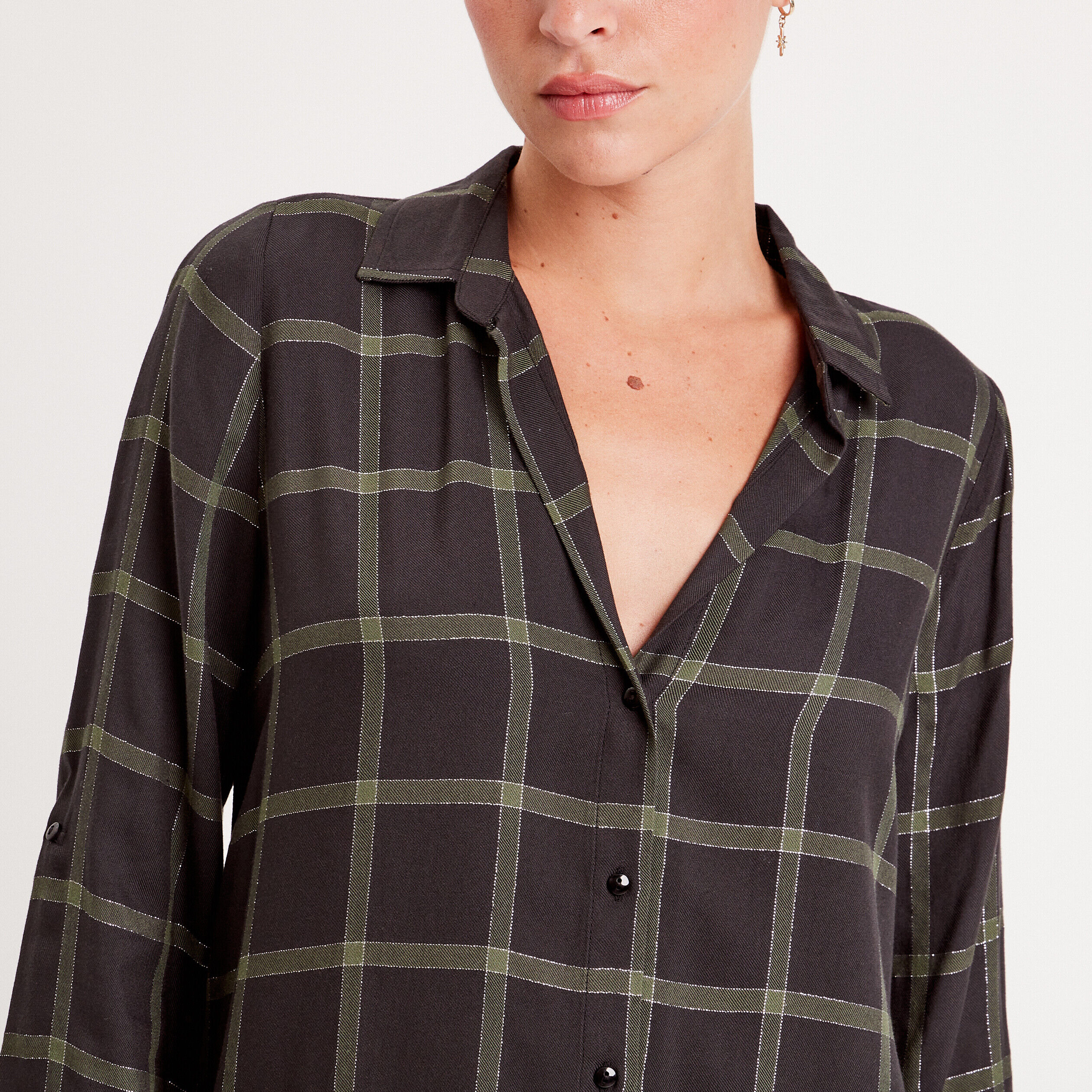 Chemise manches longues noir femme | Cache Cache