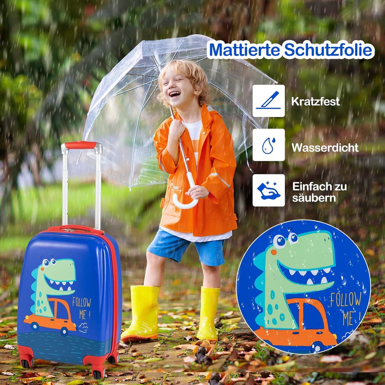 Costway 2tlg Kinderkoffer   Rucksack, Kindertrolley aus Kunststoff