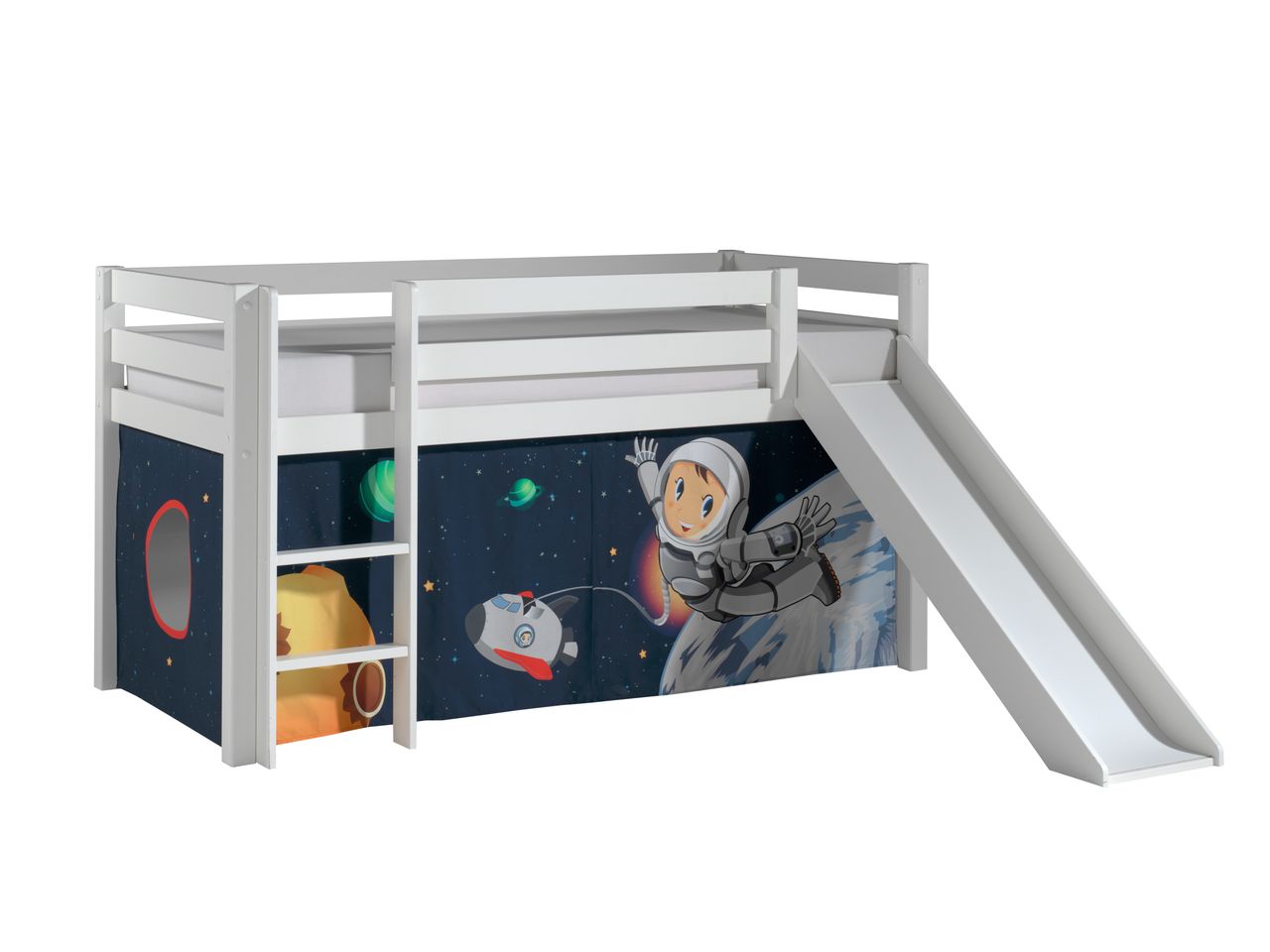 VIPACK Spielbett Pino mit Rutsche und Textilset 