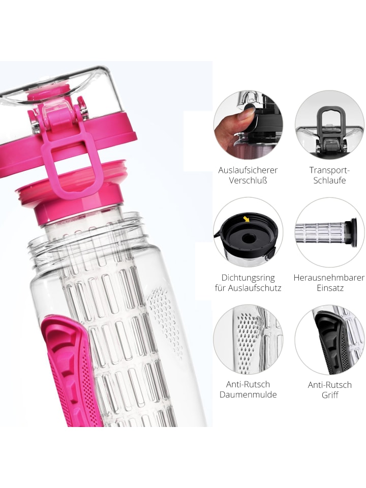 LA VAGUE VITALITY Trinkflasche mit Einsatz in pink günstig kaufen 900ml