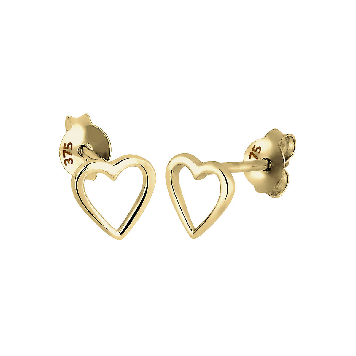 Ohrringe Kinder Herz Basic Filigran 375 Gelbgold Ohrstecker für Mädchen