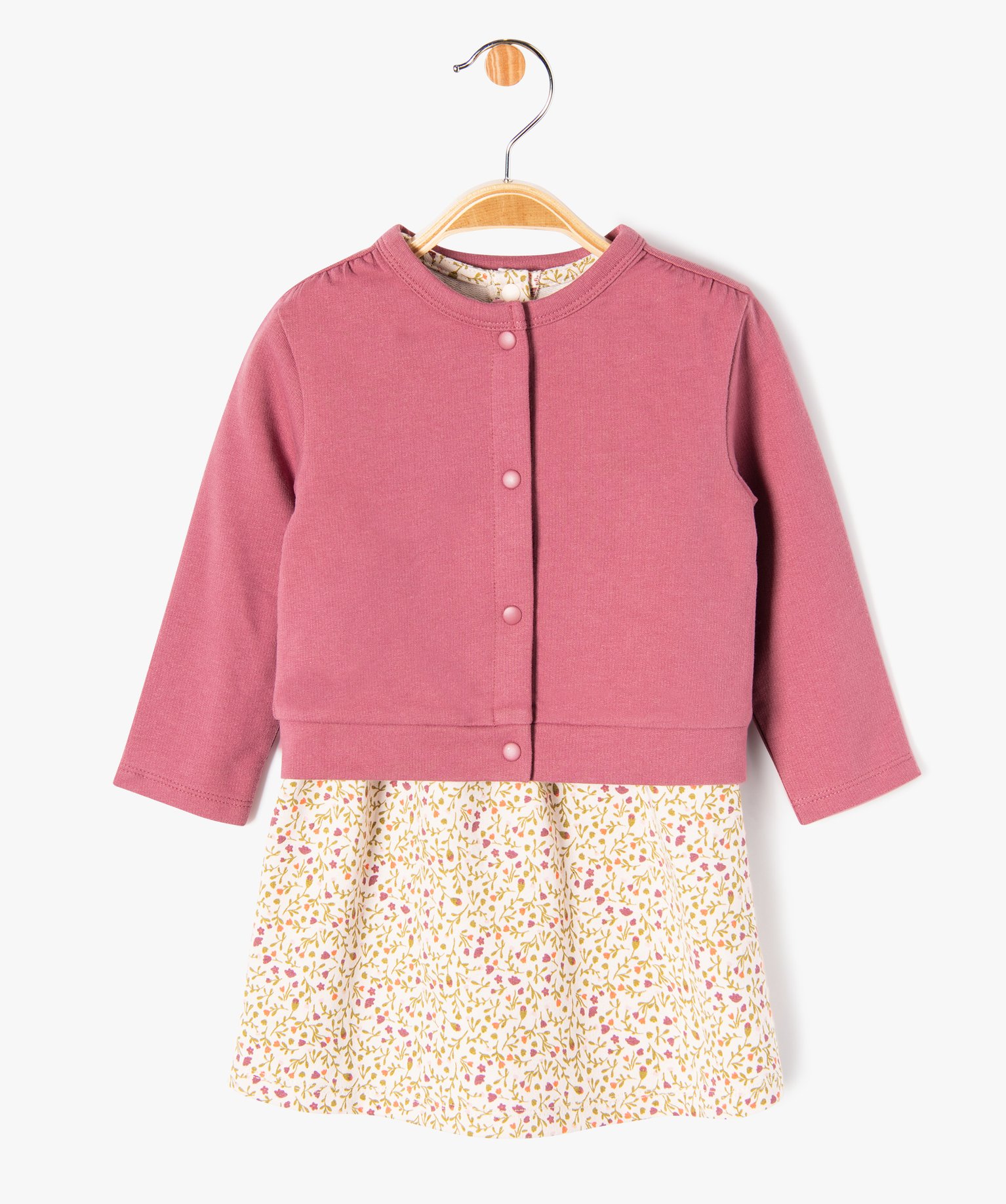 Ensemble bébé fille 2 pièces : robe + gilet ecru | GEMO