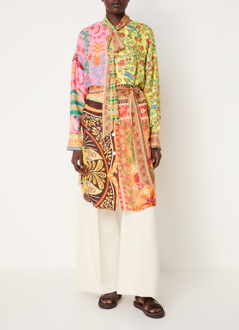 Farm Rio  Blouse met print en strikceintuur