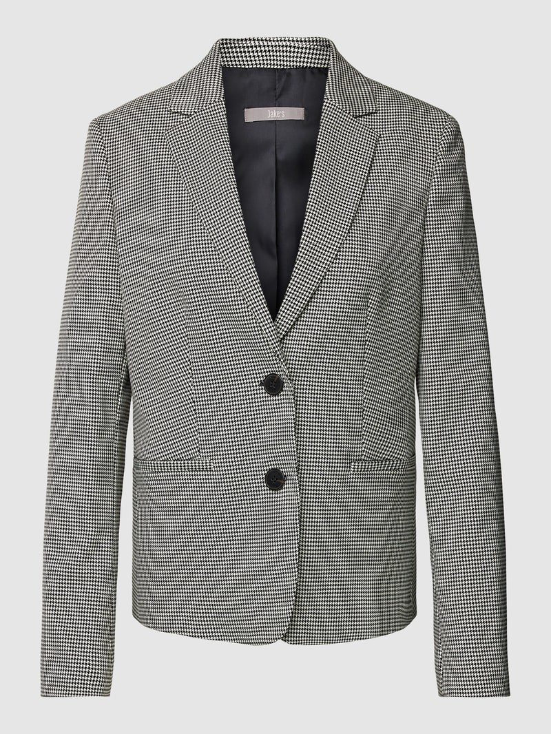 Blazer mit Hahnentrittmuster in schwarz