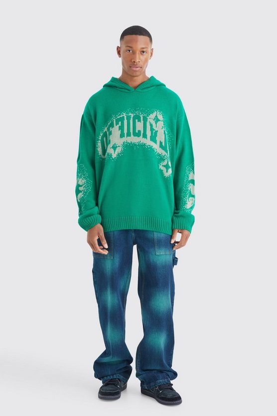 Lockere Batik Jeans in Grün