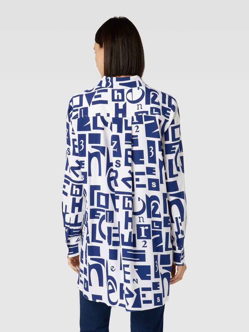 Hemdbluse mit Allover-Muster in royalblau