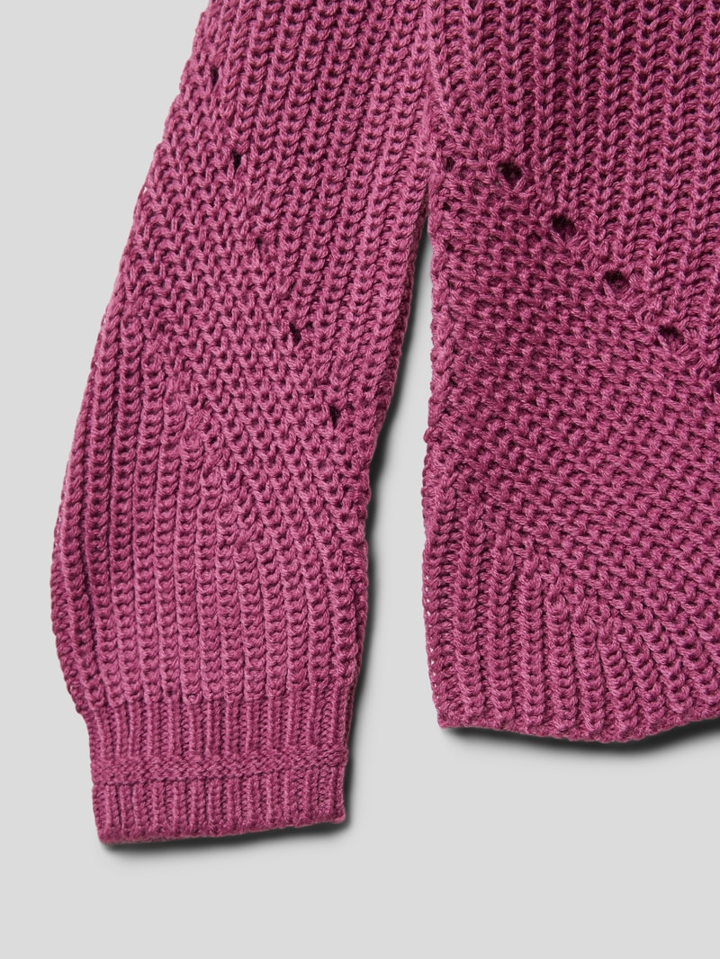Strickpullover mit Rundhalsausschnitt Modell 'NEWRILEY' in pflaume