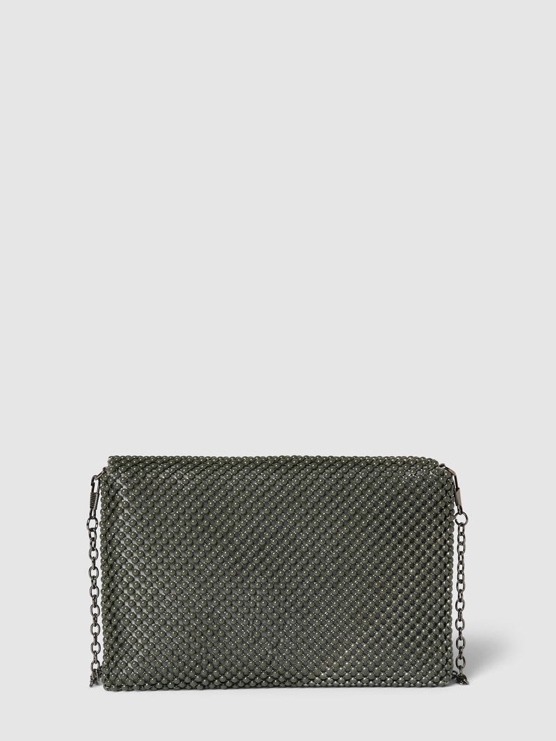 Handtasche mit Ziersteinbesatz in metallic schwarz