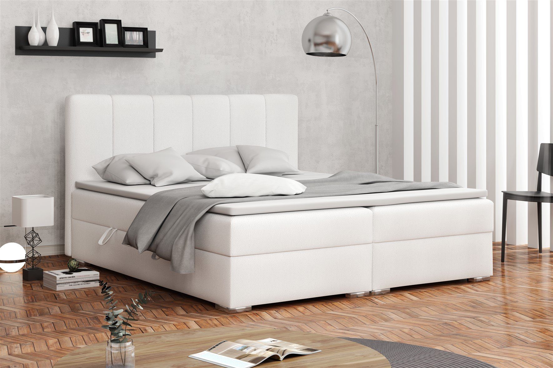 Fun Möbel Boxspringbett Boxspringbett ALVARA in Kunstleder o. Stoff incl. Bettkästen (inkl. Kaltschaumtopper), eingebautes Liftsystem für Bettkästen