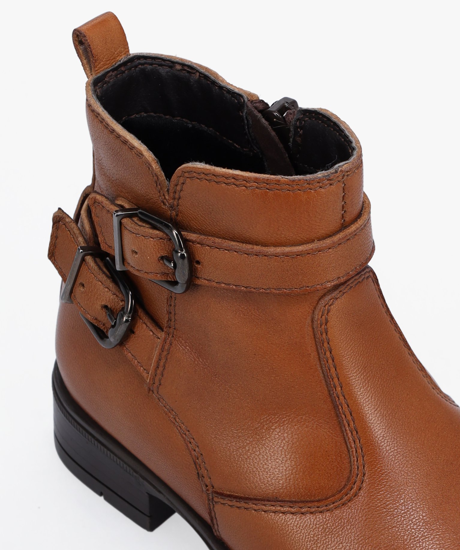 Boots fille unies style cavalière dessus cuir - Tanéo camel | GEMO