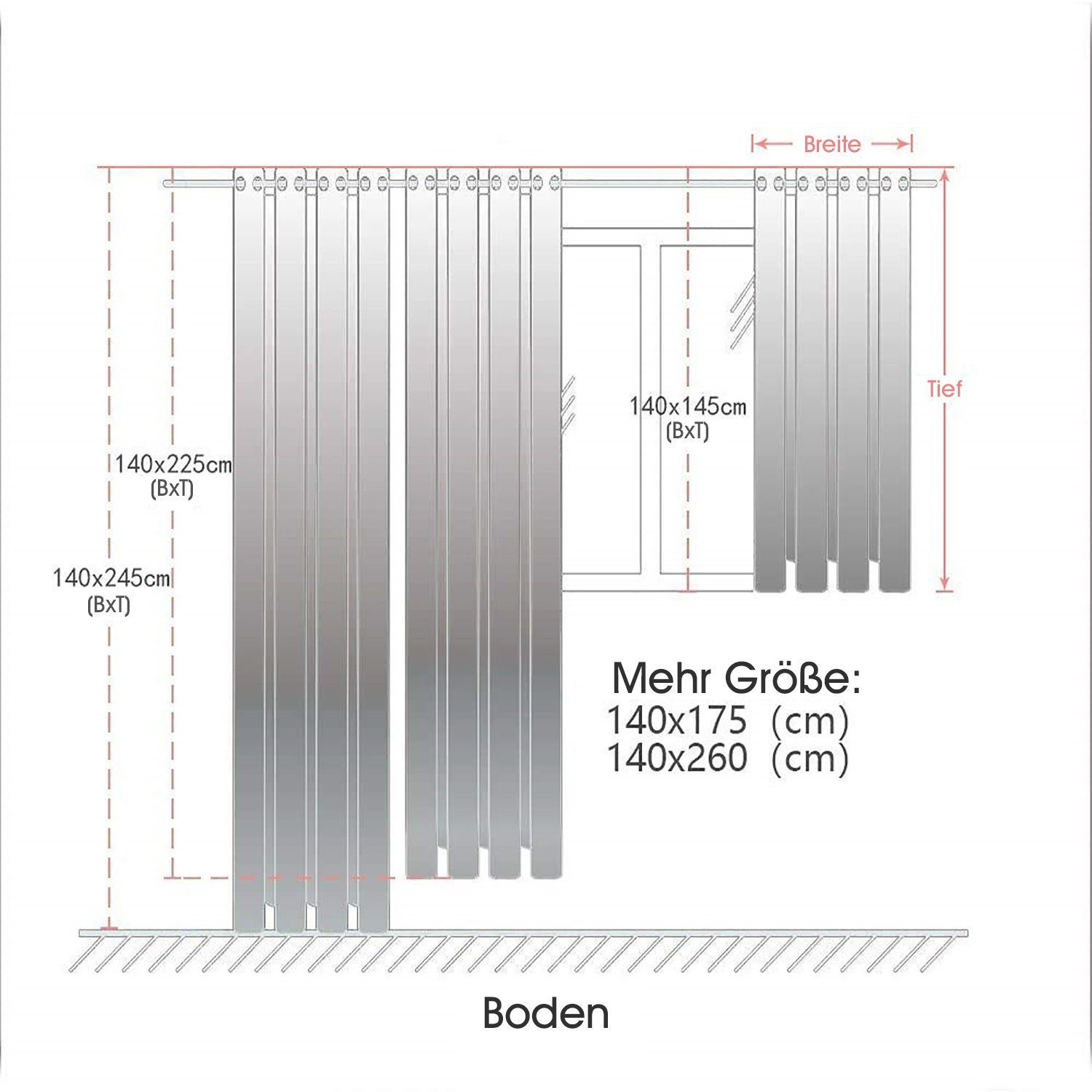 Gardine, HOMEIDEAS, Stangendurchzug (2 St), halbtransparent, Polyester, Bestickt