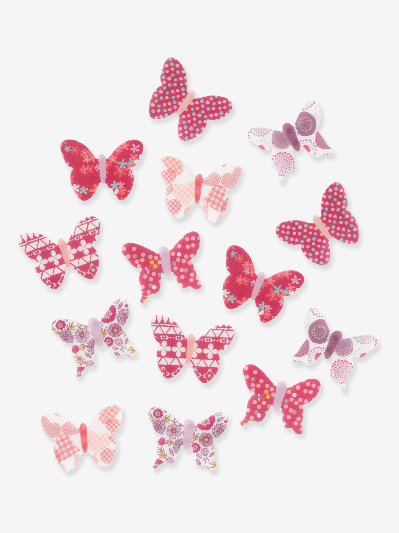 Lot de 14 papillons déco enfant multicolore