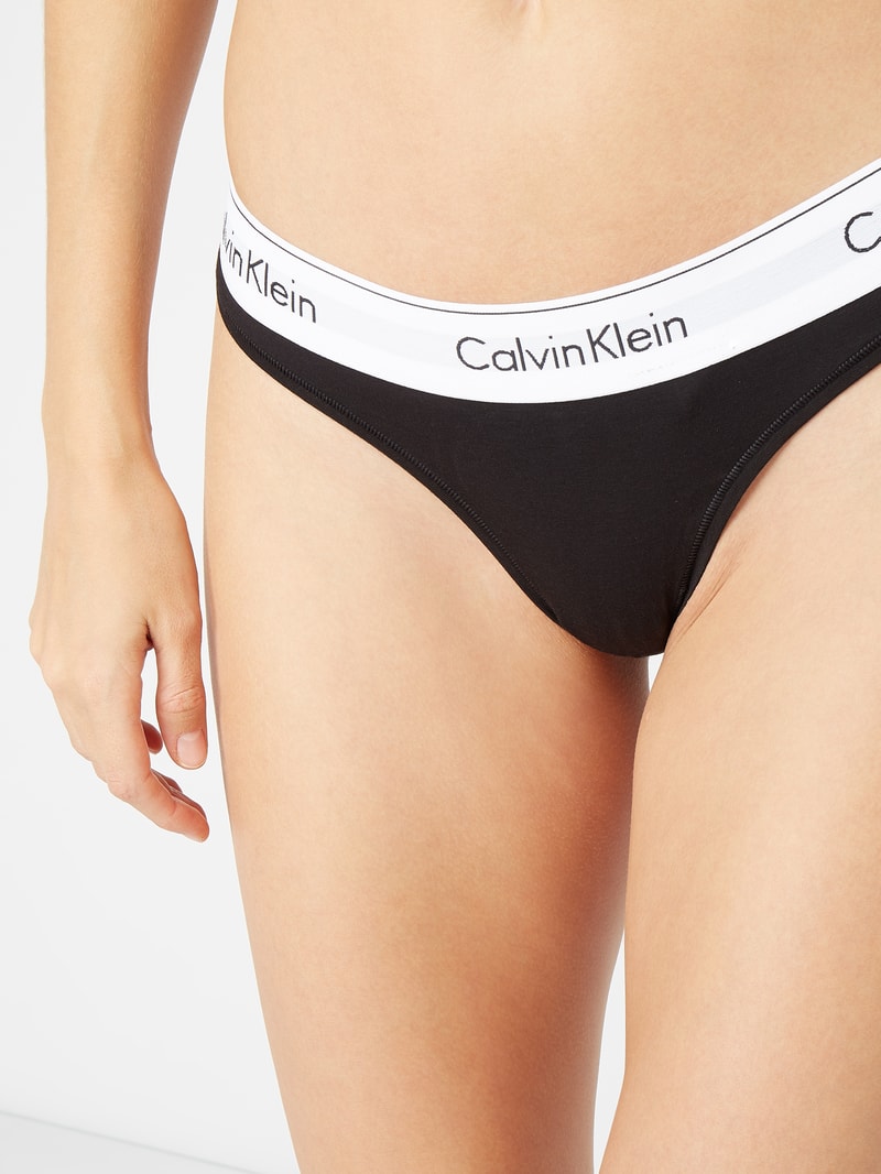 String mit Logo-Bund in schwarz