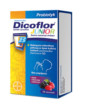 Dicoflor 30 Junior, Probiotika til børn fra 3 år og voksne, Skovfrugtsmag, Pulverbreve uden drikkevand