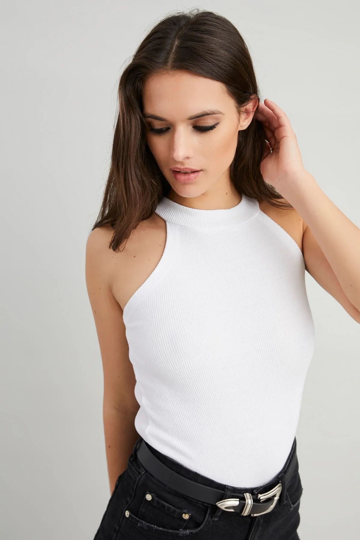 Cool & Sexy  Weiße, ärmellose Bluse für Damen Yİ1566