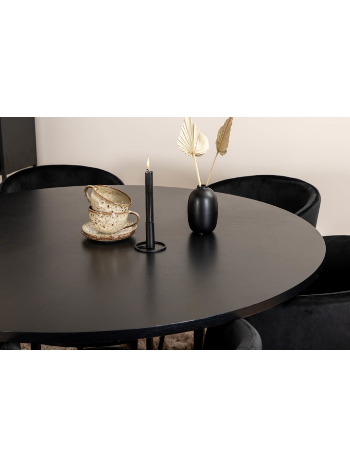 ebuy24 Essgruppe Copenhagen (7-teilig) Schwarz 140 x 140 cm günstig kaufen onesize
