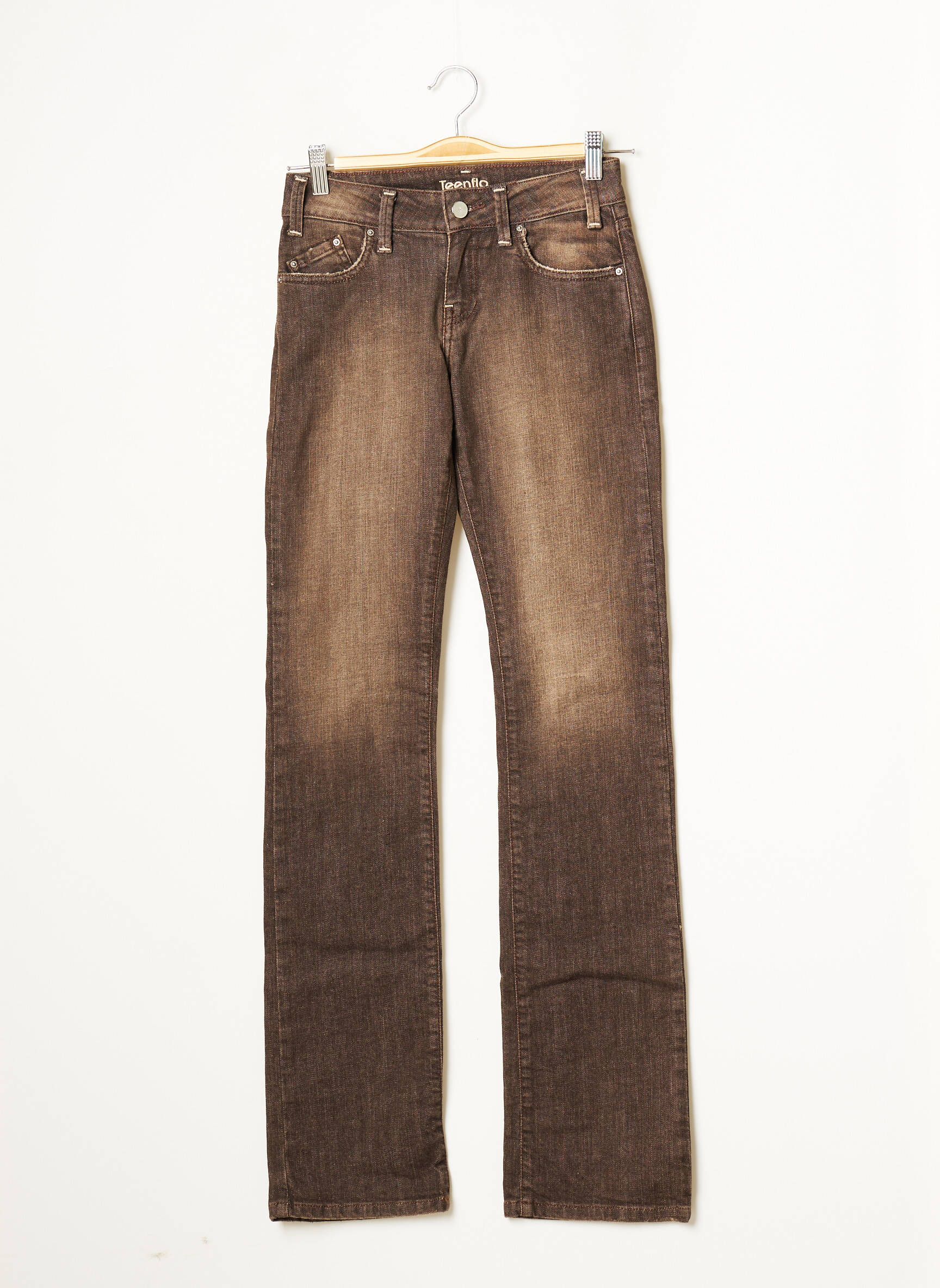Teenflo Jeans Coupe Droite Femme couleur marron