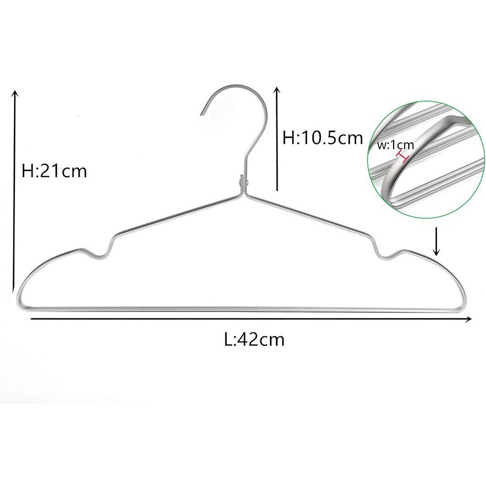 HIBNOPN Kleiderbügel Aluminum Kleiderbügel aus Aluminiumlegierung mit Rutschfester Nut 10er, (10-tlg)