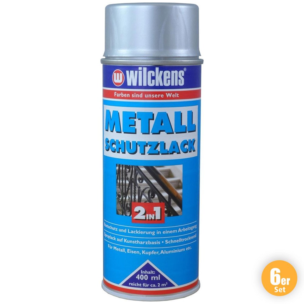 Wilckens Farben Wilckens Metall-Schutzlack Spray 2in1 Silber 6er Set
