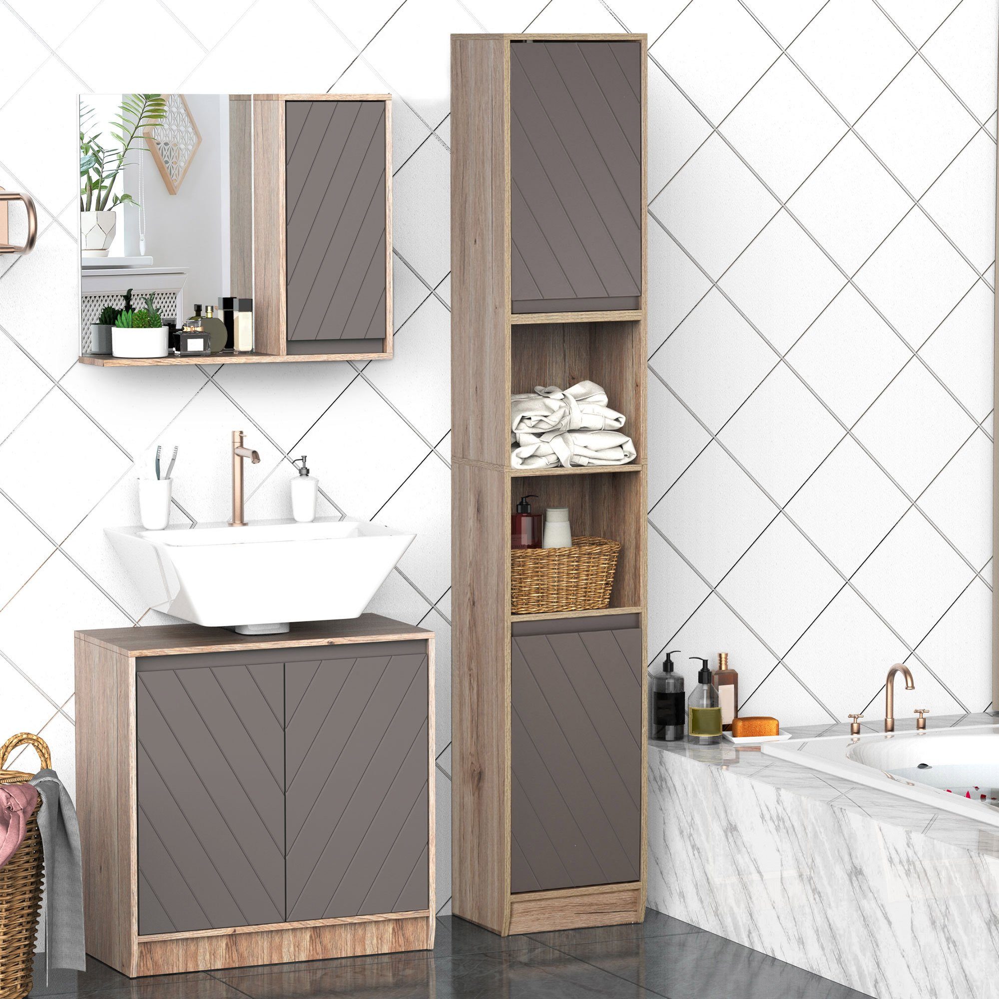 HOMCOM Badkommode Badezimmerschrank im modernen Design