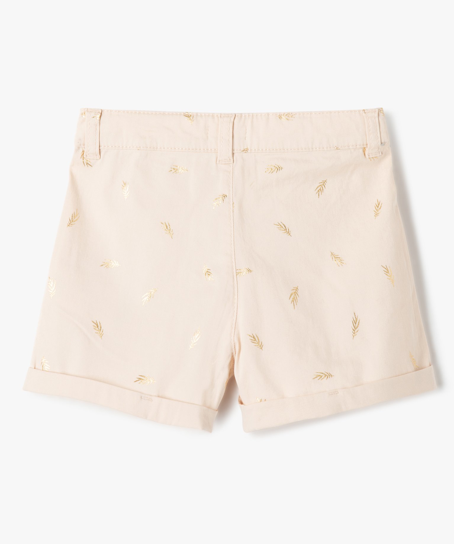 Short fille large en toile de coton avec motifs scintillants beige | GEMO