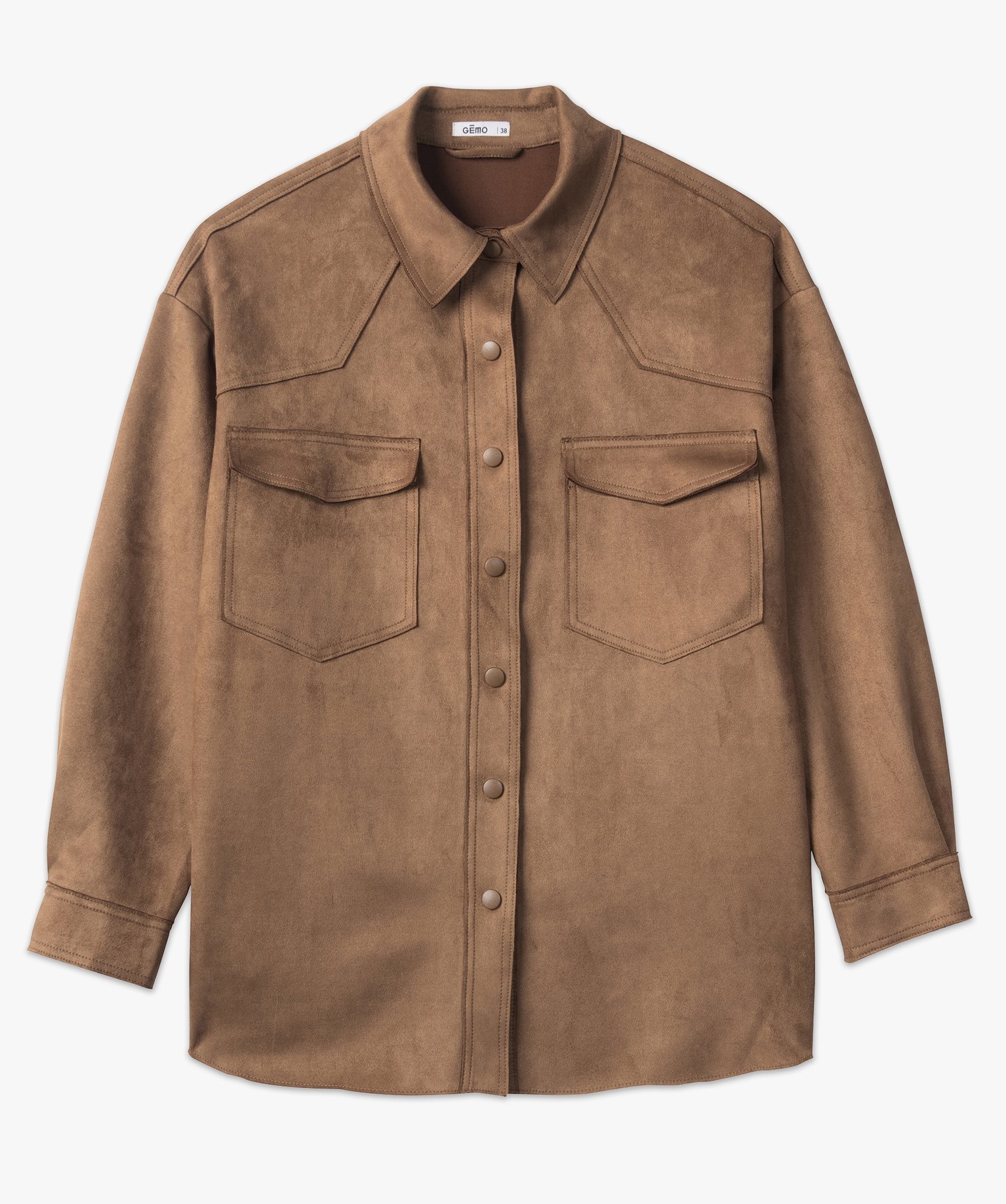 Veste femme forme chemise en suédine camel | GEMO