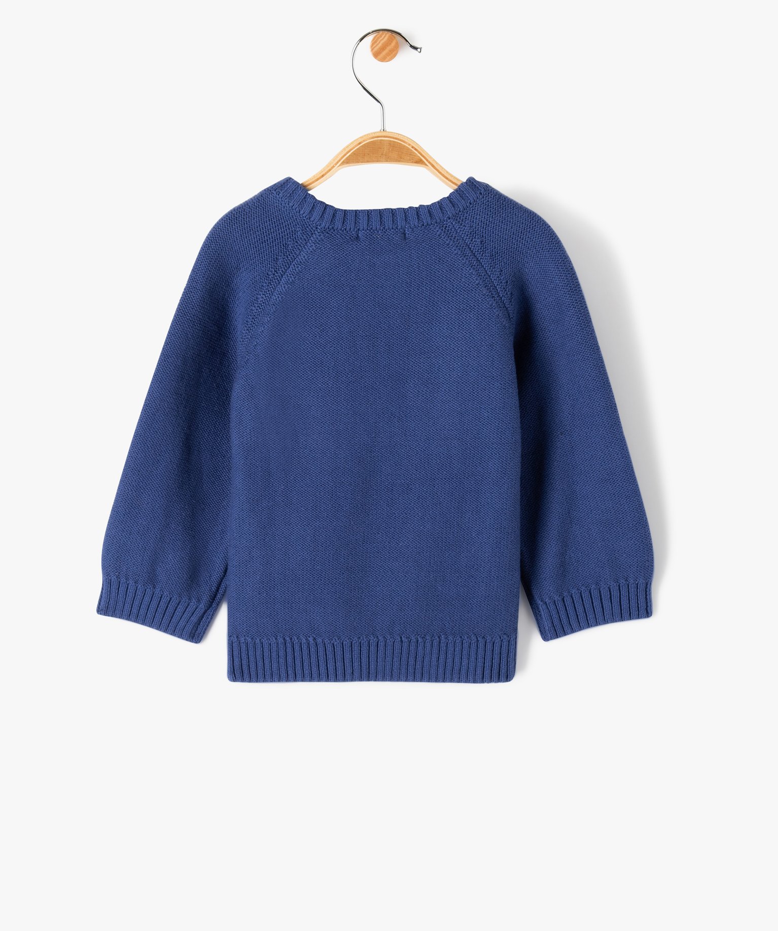 Pull bébé Garçon en maille torsadée à manches raglan bleu | GEMO