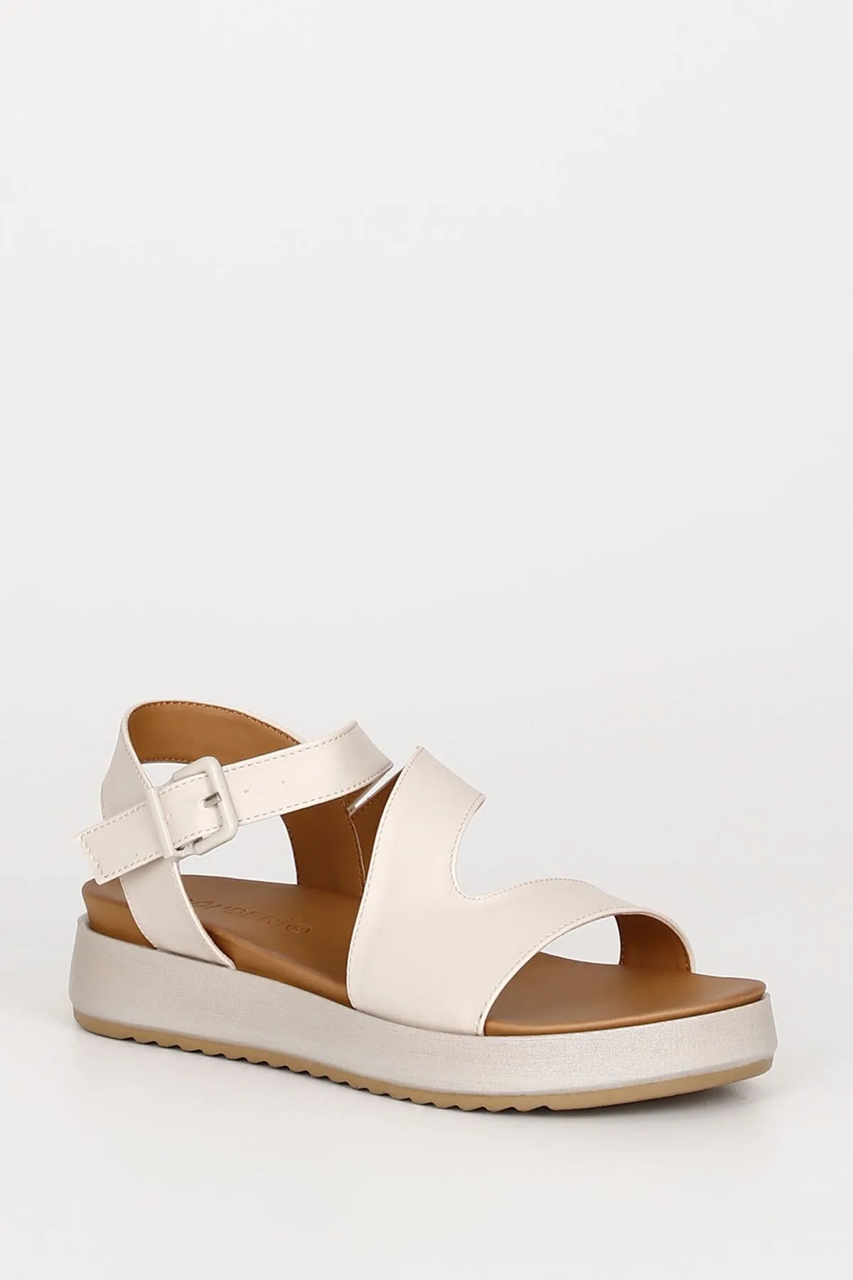 GÖNDERİ(R)  Beige Damensandalen mit Keilsohle 38024
