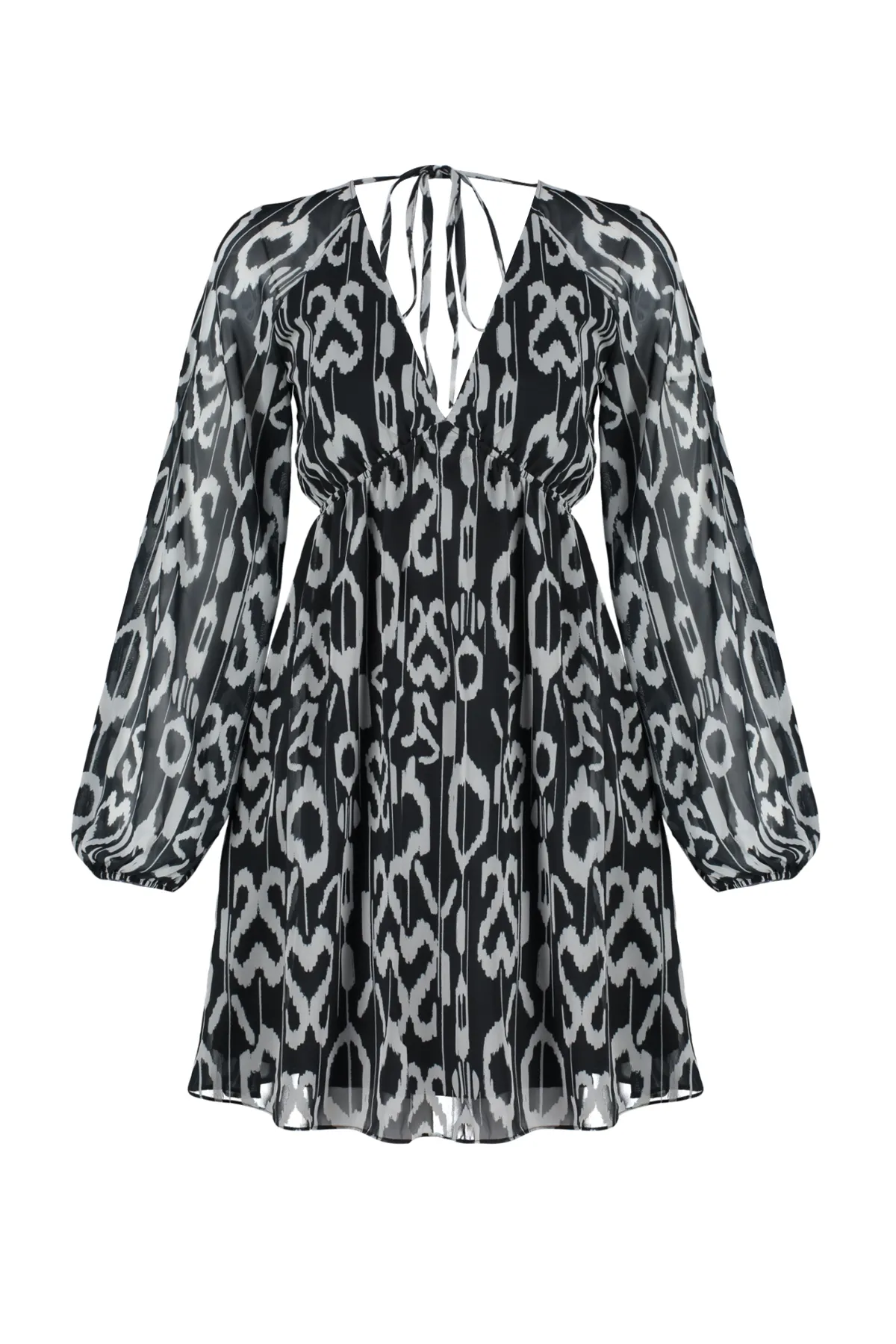 Trendyol Collection  Schwarzes, mit Chiffon gefüttertes, gewebtes Minikleid mit Taillenöffnung TWOSS23EL00519