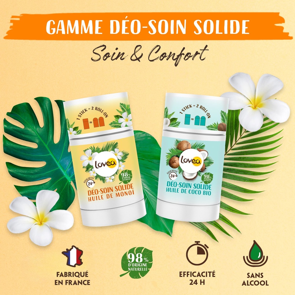 lovea Déo-Soin Solide Huile de Monoï Déodorant Solide