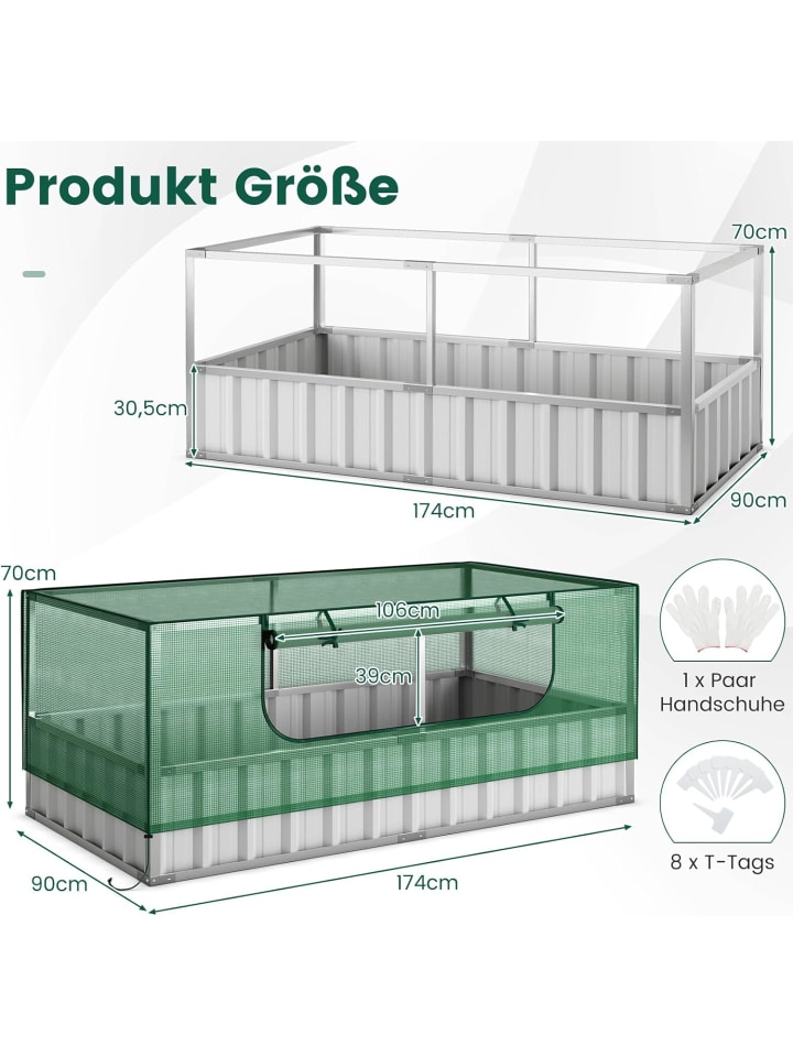 COSTWAY Hochbeet mit Gewächshau 2 in 1 in Grün günstig kaufen onesize